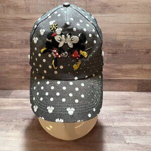 Disney Parks Mickey & Minnie Kissing Polka Dot Adult Adjustable Baseball Cap